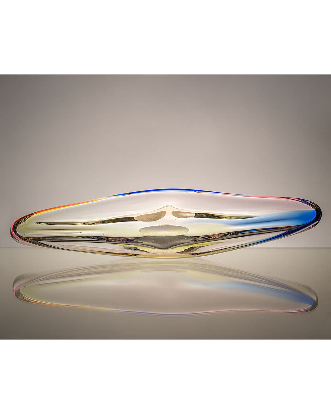 Elongated centerpiece, transparent glass, Czechoslovakia, 1960s. - 193447
