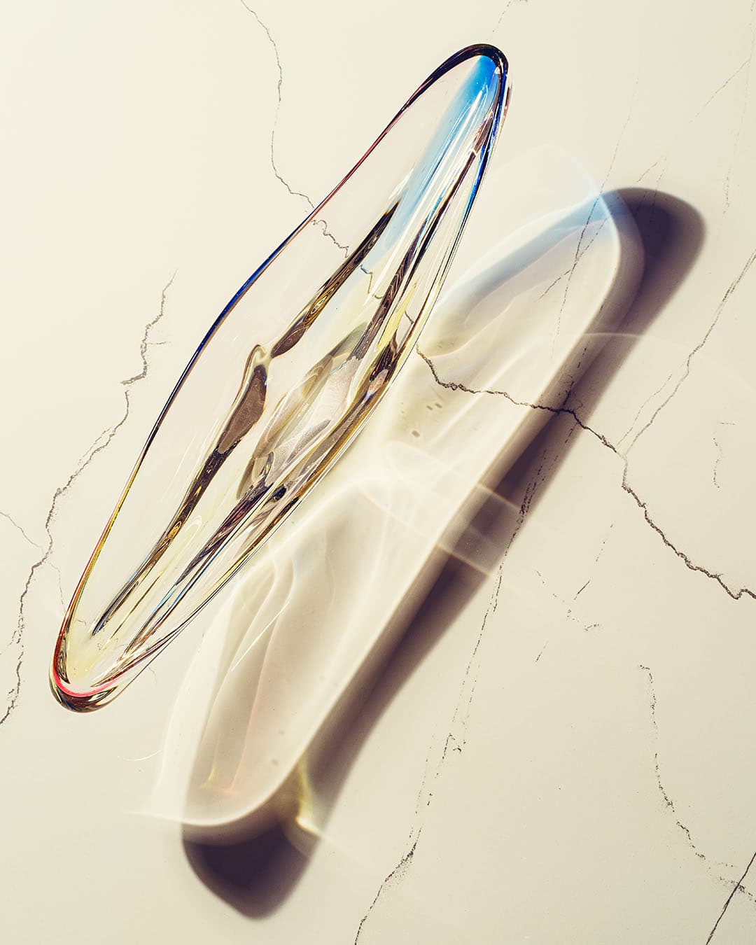 Elongated centerpiece, transparent glass, Czechoslovakia, 1960s. - 193449