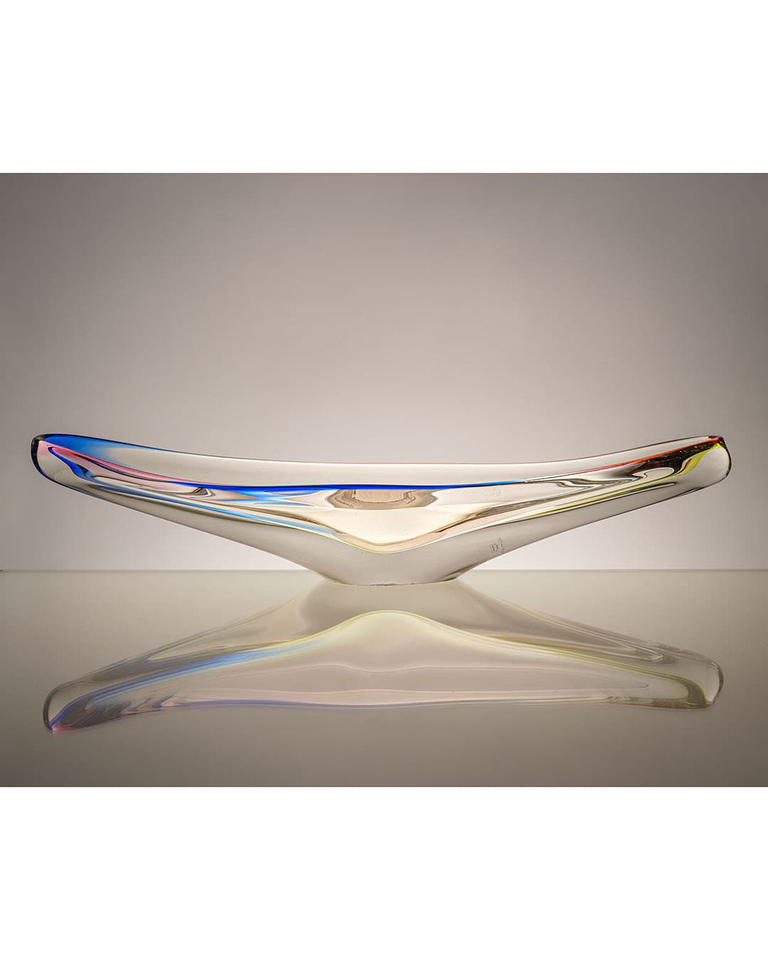 Elongated centerpiece, transparent glass, Czechoslovakia, 1960s. - 193446
