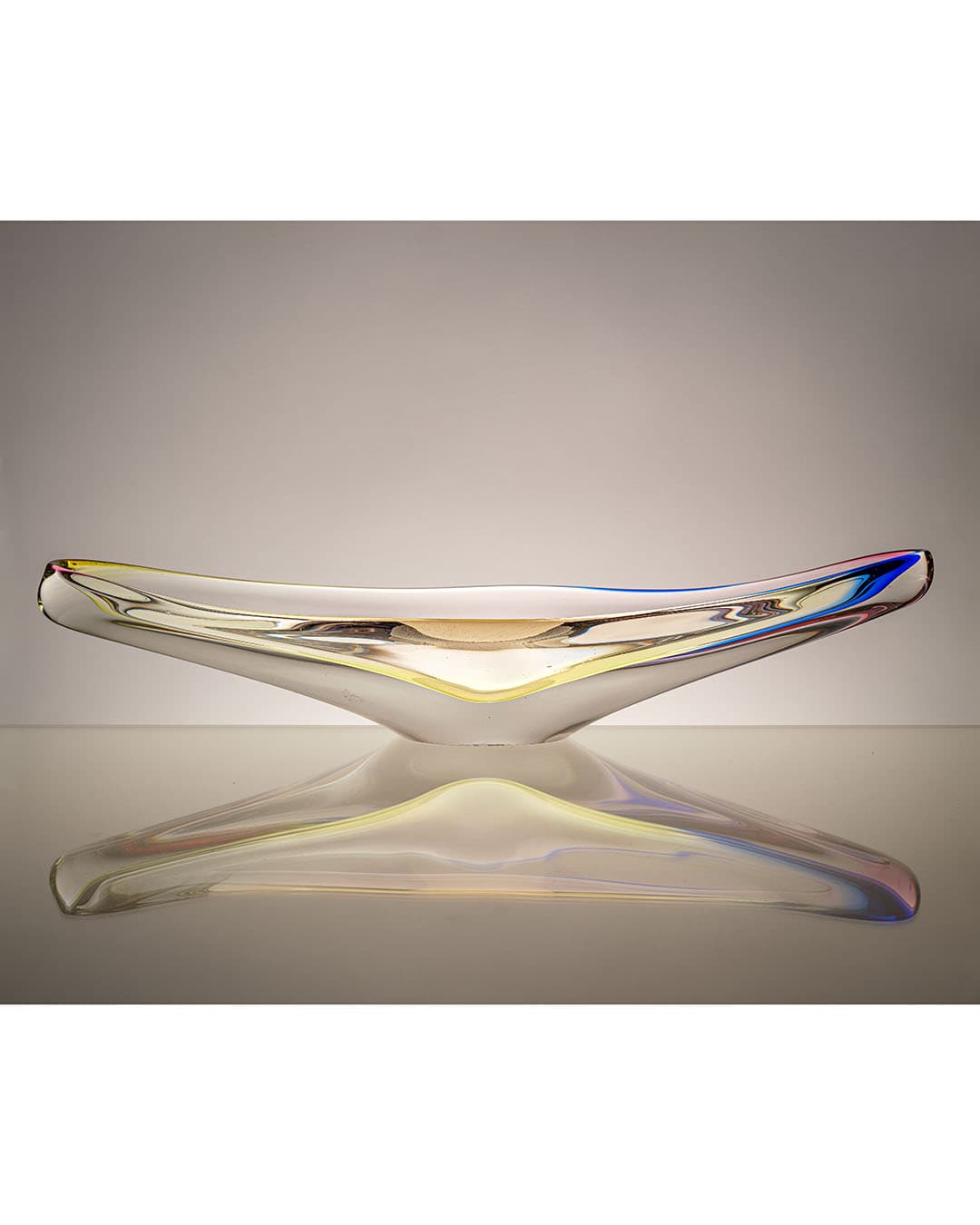 Elongated centerpiece, transparent glass, Czechoslovakia, 1960s. - 193445