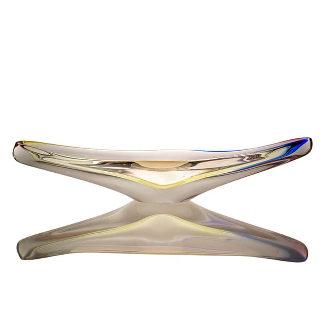 Elongated centerpiece, transparent glass, Czechoslovakia, 1960s. - DIMENSION