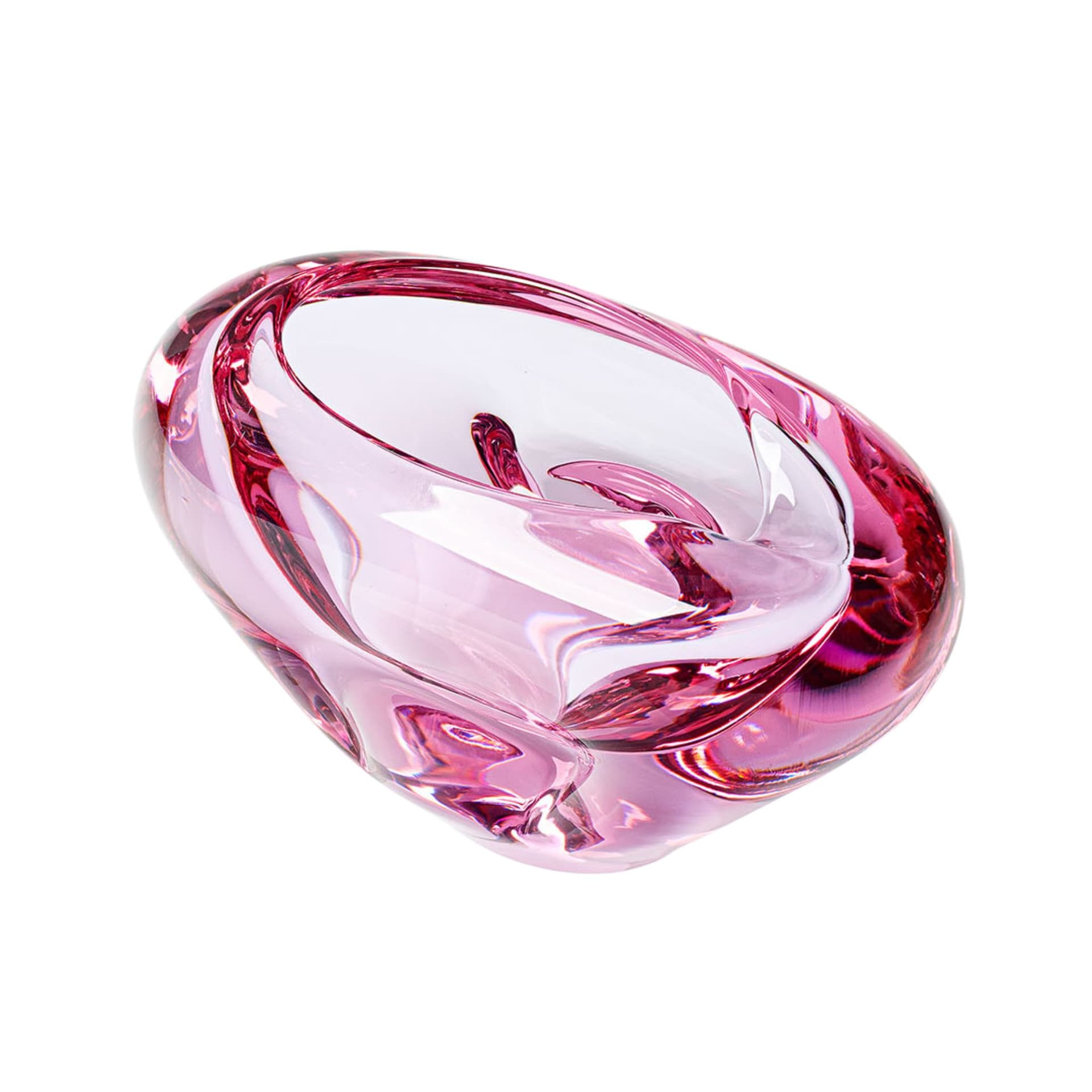 Decorative bowl, pink glass, by M. Klinger, Czechoslovakia, 1970s.