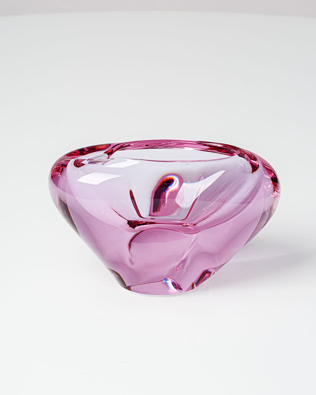 Decorative bowl, pink glass, by M. Klinger, Czechoslovakia, 1970s. - 193459