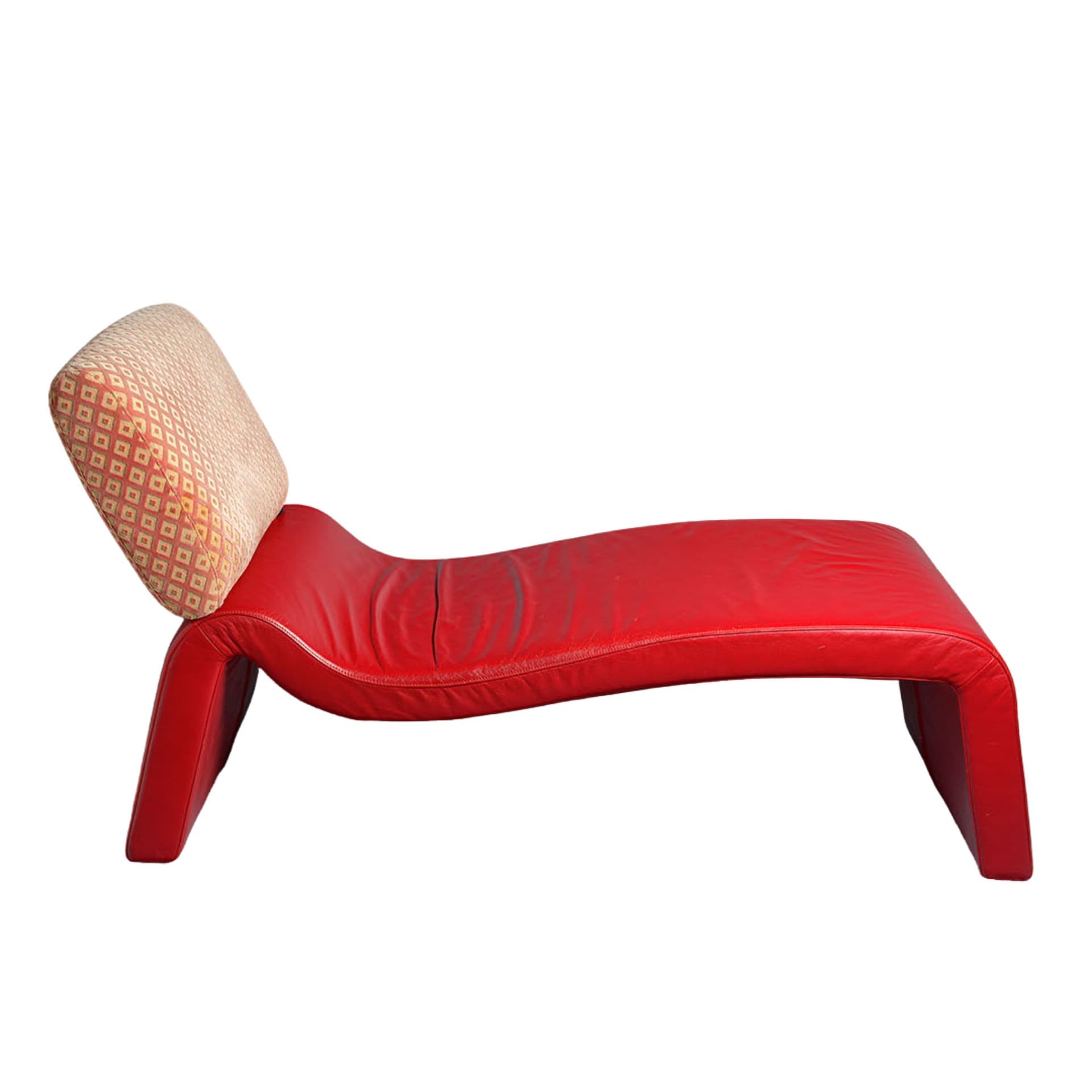 Chaise longue, red natural leather, COR, Germany, 1980s.