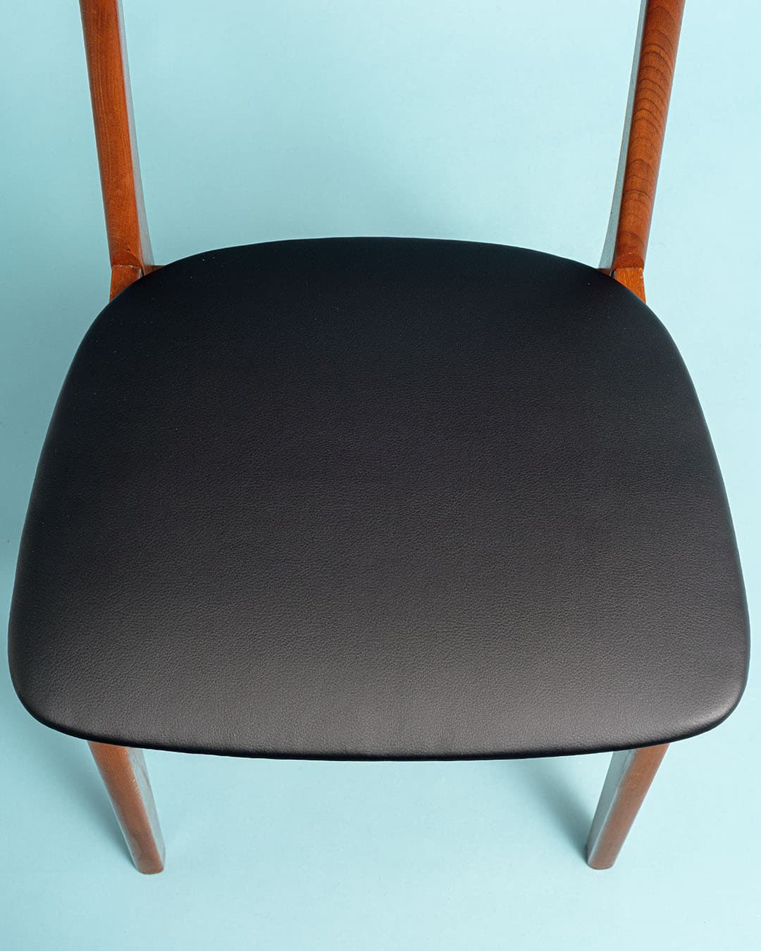 Chair, brown teak, black eco-leather, Farstrup, Denmark, 1970s. - 193495