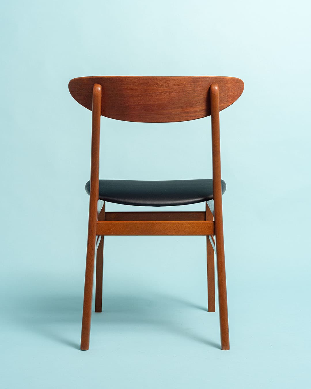 Chair, brown teak, black eco-leather, Farstrup, Denmark, 1970s. - 193492