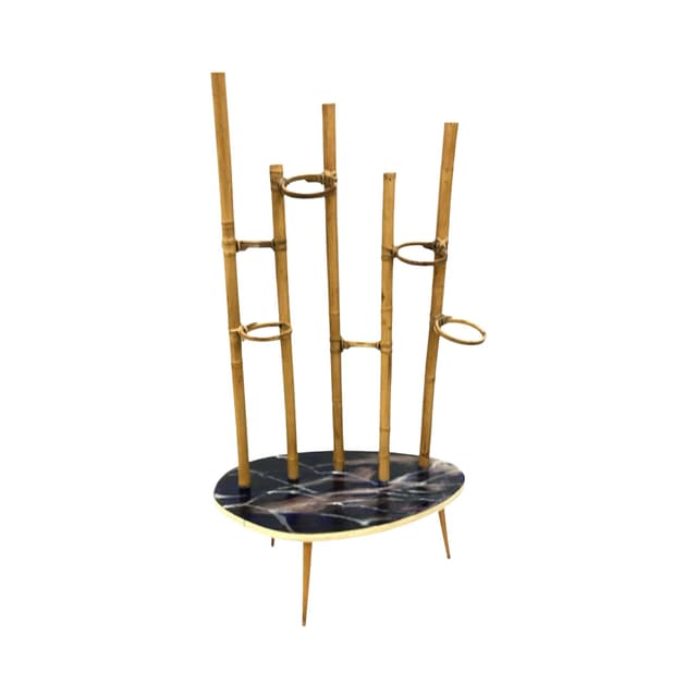 Plant Stand, Mid-Century Modern, light brown bamboo, Germany, 1970s - DIMENSION