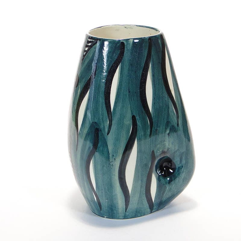 Wazon, turkusowy ceramika, proj. W. Płażewski, Włocławek, Polska, lata 50. - 193573