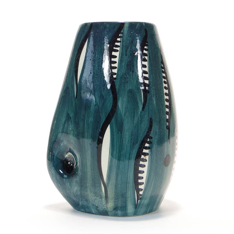 Wazon, turkusowy ceramika, proj. W. Płażewski, Włocławek, Polska, lata 50. - 193575