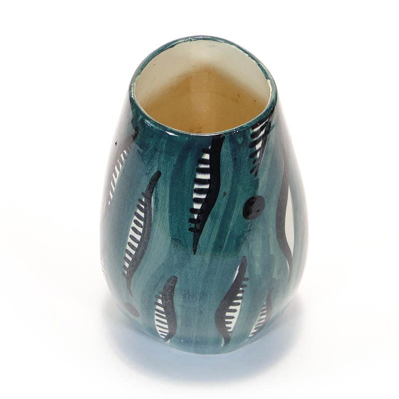 Wazon, turkusowy ceramika, proj. W. Płażewski, Włocławek, Polska, lata 50. - 193577