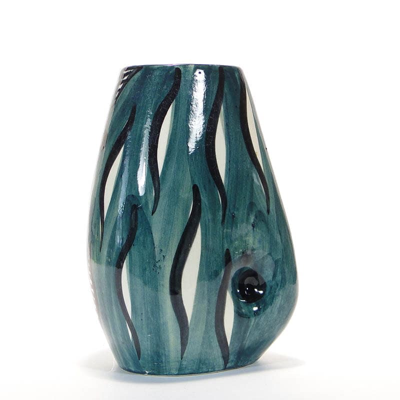 Wazon, turkusowy ceramika, proj. W. Płażewski, Włocławek, Polska, lata 50. - 193572
