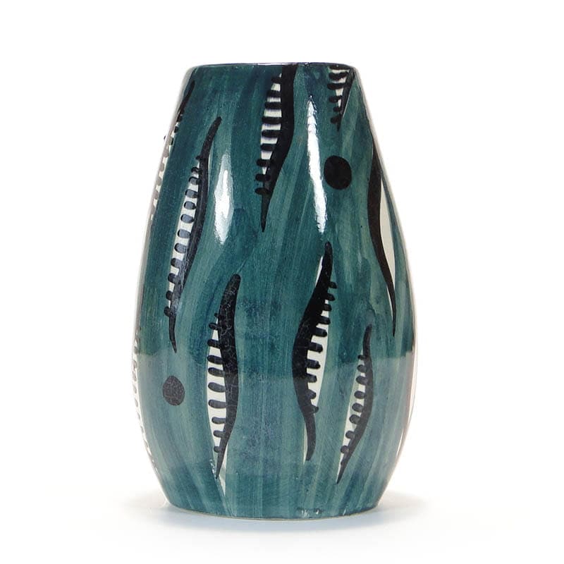 Wazon, turkusowy ceramika, proj. W. Płażewski, Włocławek, Polska, lata 50. - 193576