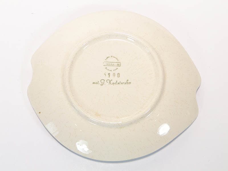 Talerz New Look, zielony, ceramika, proj. E. Piwek-Białoborska, Polska, lata 50. - 193584