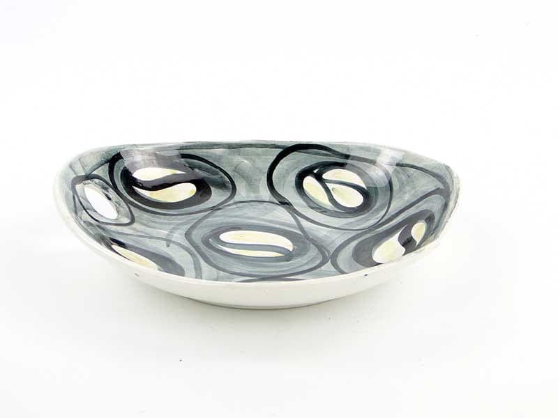 Plate Polish New Look, grey, ceramics, by E. Piwek-Białoborska, Włocławek, Poland, 1950s. - 193607