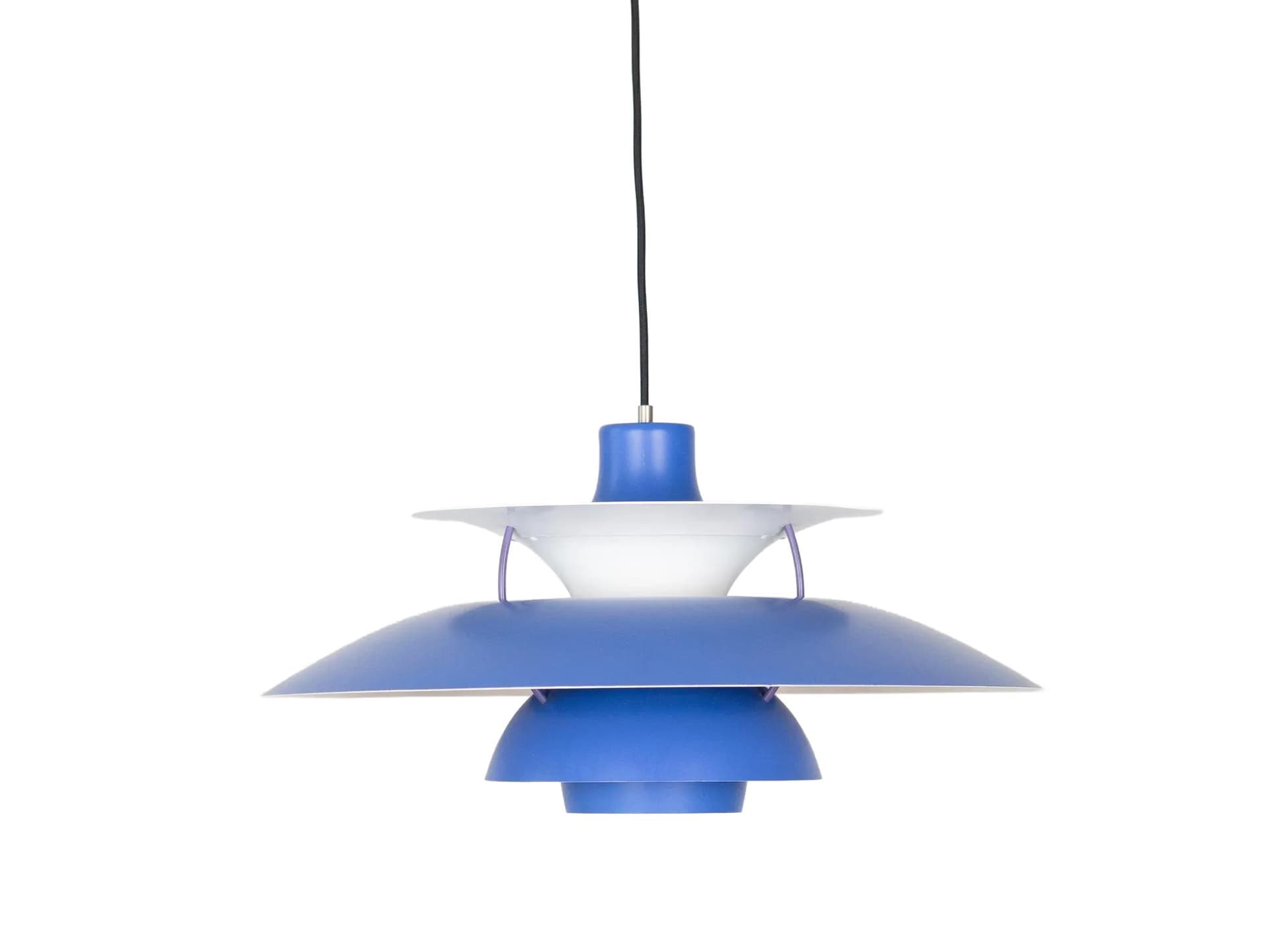 Blue and White Aluminum PH 5 Pendant Lamp, by P. Henningsen for Louis Poulsen, Denmark, 1950s