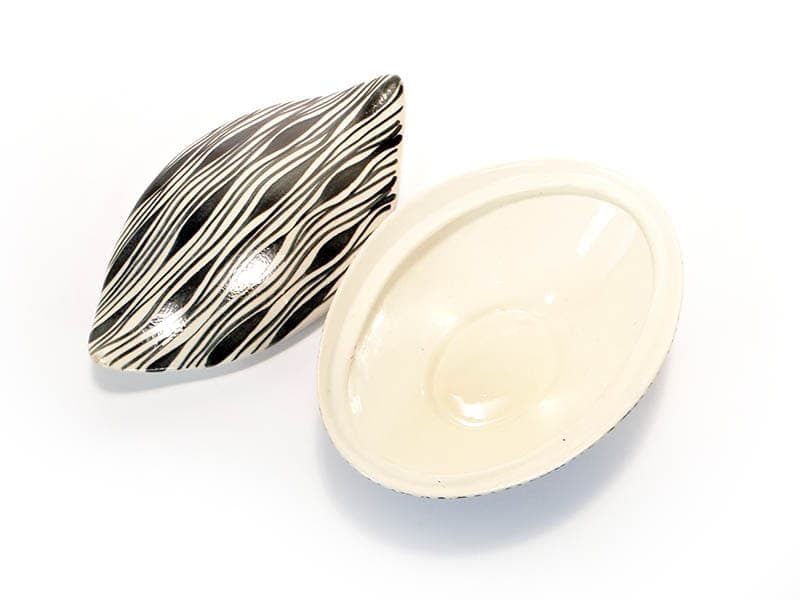 Bonbonniere, model 5054, white ceramics, hand-painted by A. Piwowarska, Włocławek, Poland, 1950s - 193624