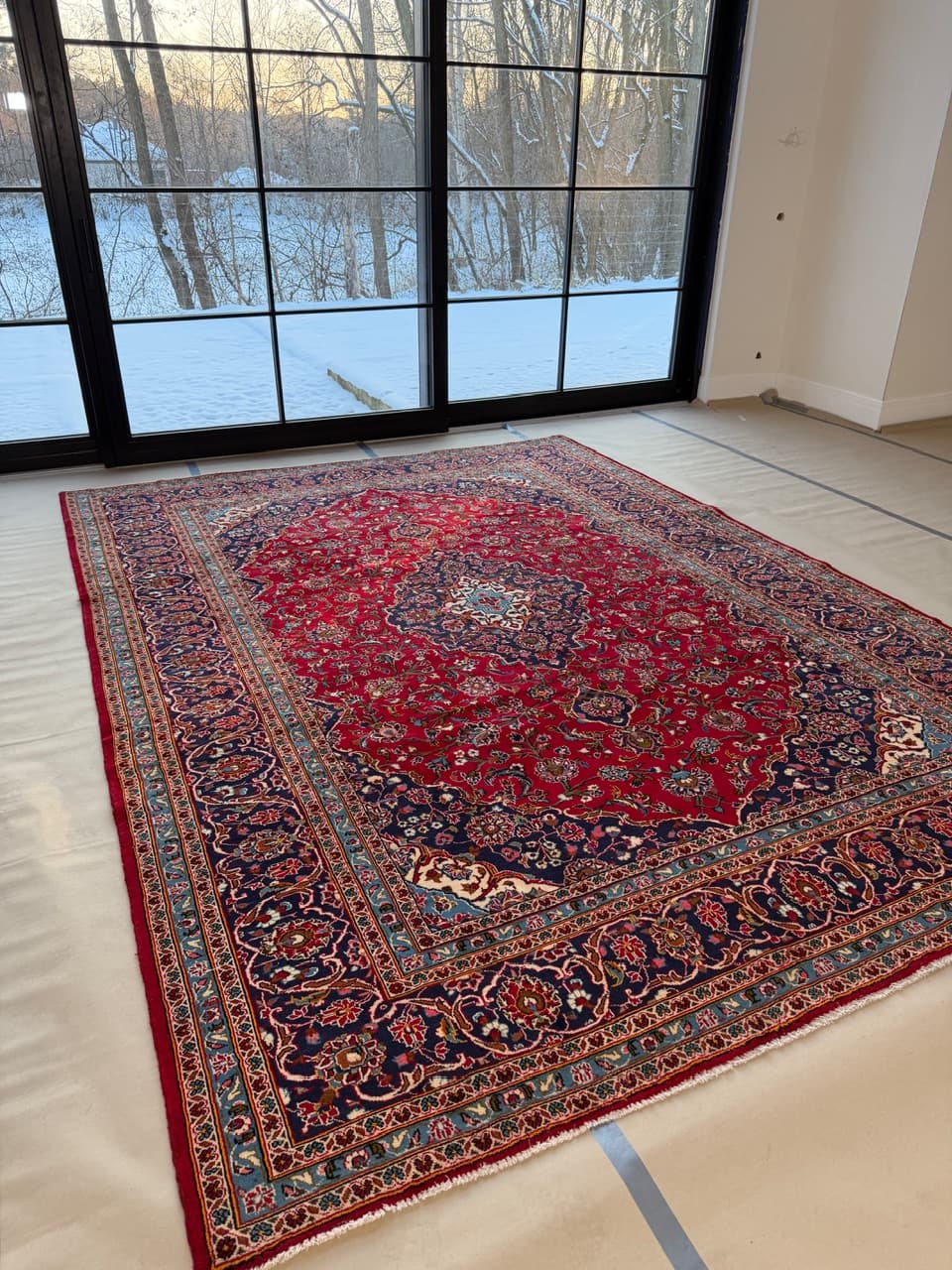 Dywan Keshan 400x300 cm, czerwony, wełna, Iran - 193636