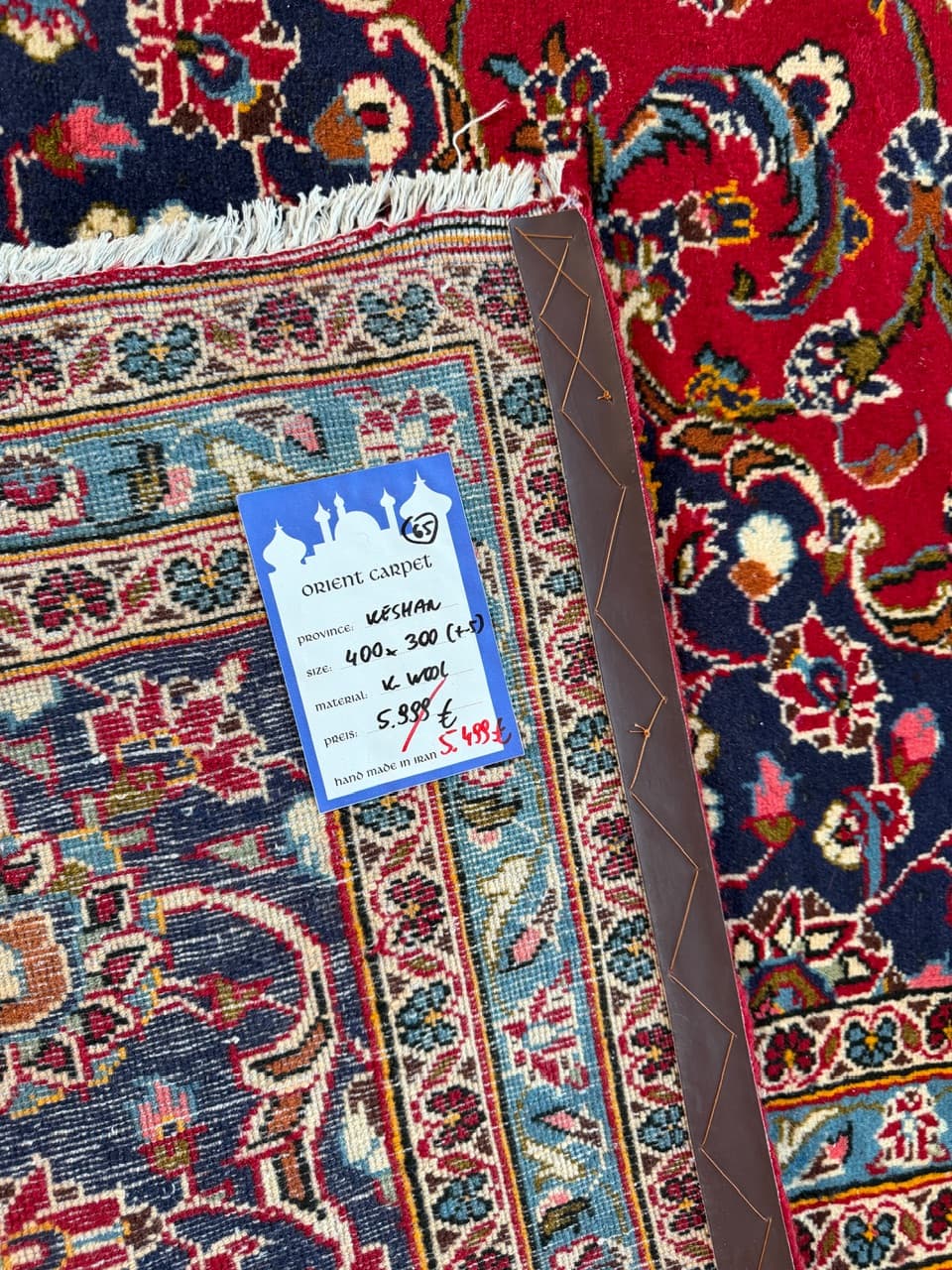 Dywan Keshan 400x300 cm, czerwony, wełna, Iran - 193638