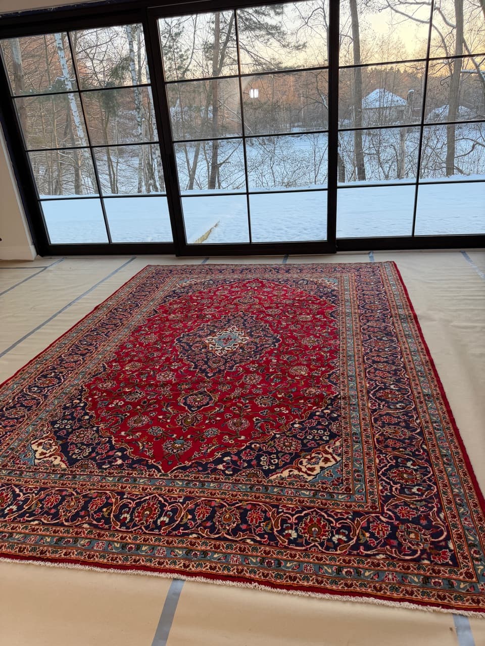 Dywan Keshan 400x300 cm, czerwony, wełna, Iran - 193633