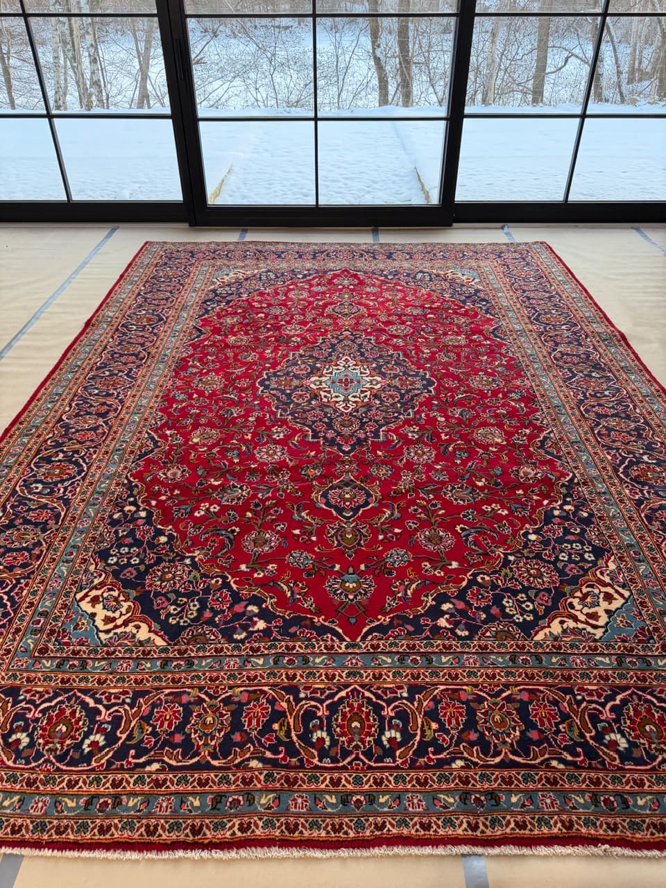 Dywan Keshan 400x300 cm, czerwony, wełna, Iran - 193635