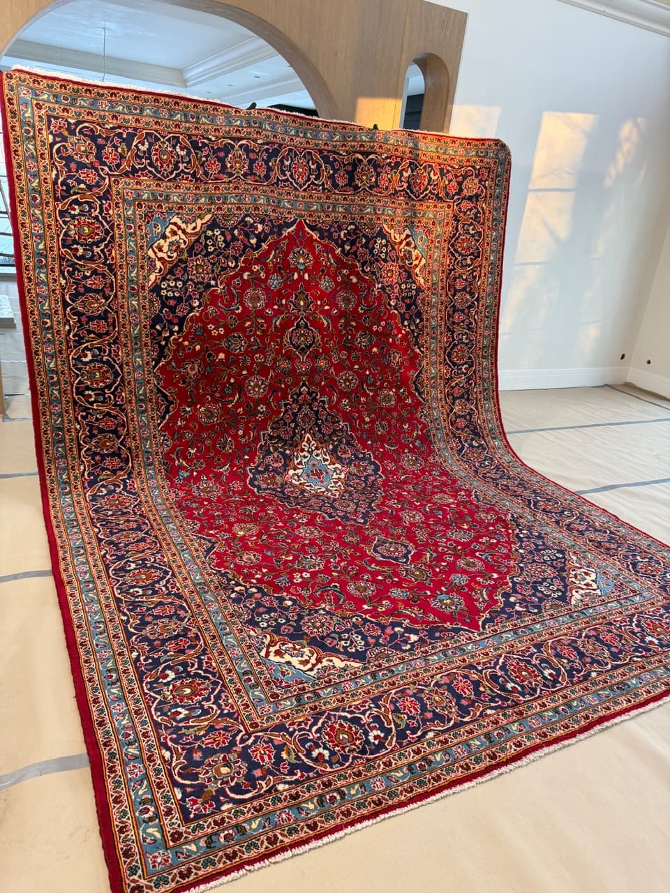 Dywan Keshan 400x300 cm, czerwony, wełna, Iran - 193641