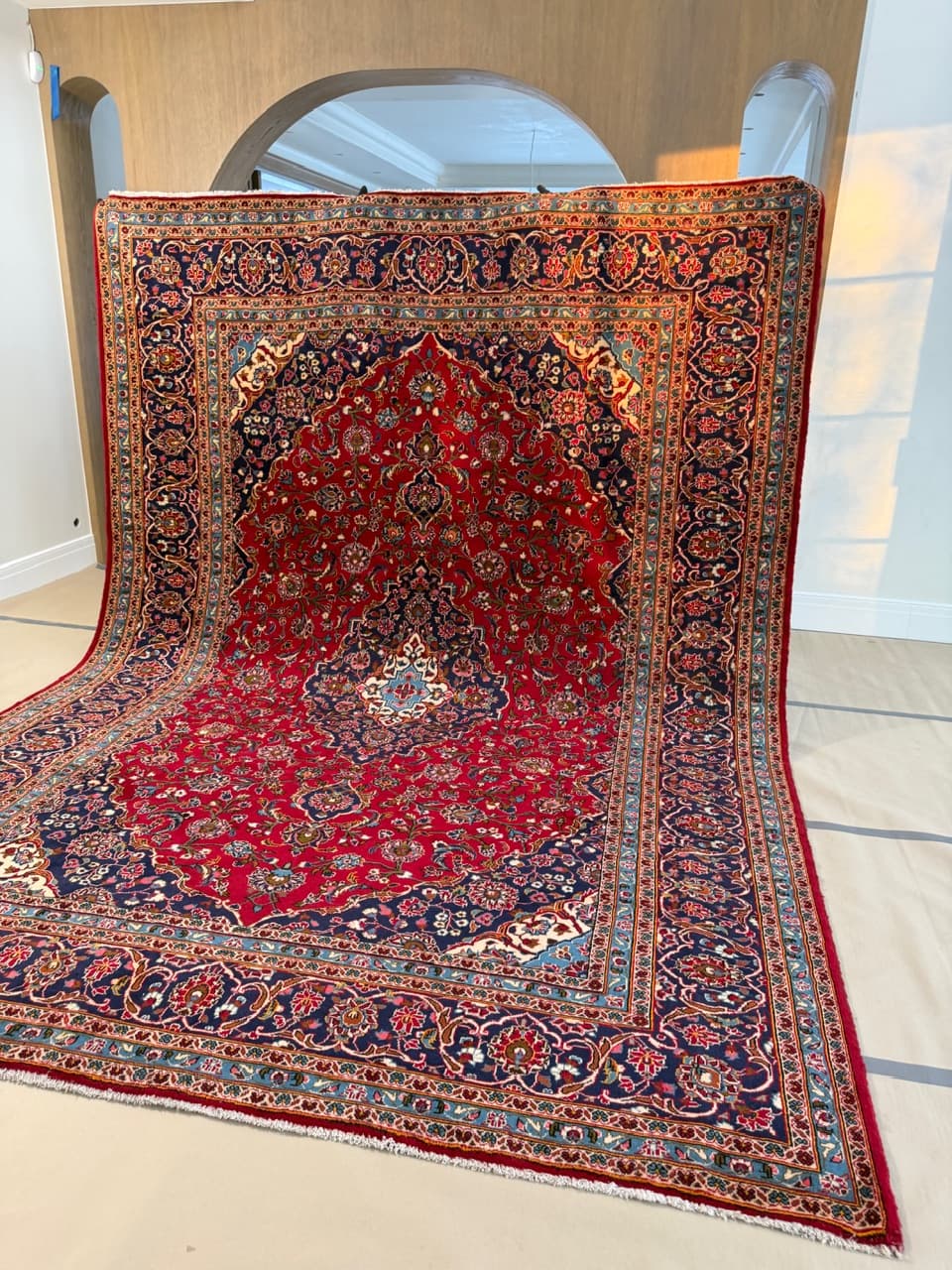 Dywan Keshan 400x300 cm, czerwony, wełna, Iran - 193640