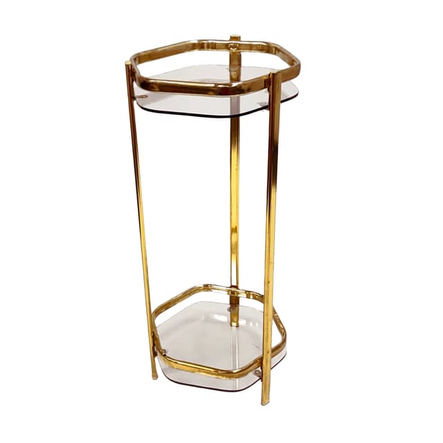 Stolik pomocnik Mid-Century Modern, mosiądz złoty, szkło transparentne, Francja, lata 70. - WYMIARY