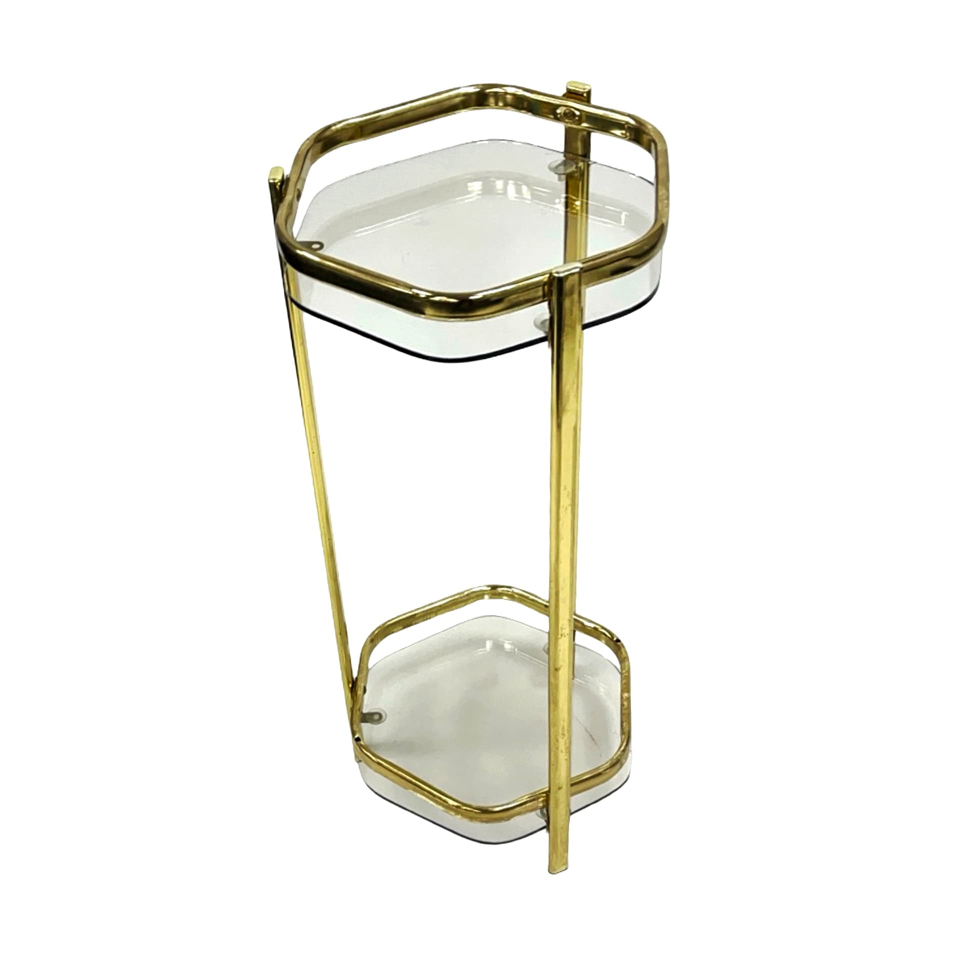 Stolik pomocnik Mid-Century Modern, mosiądz złoty, szkło transparentne, Francja, lata 70. - 193669