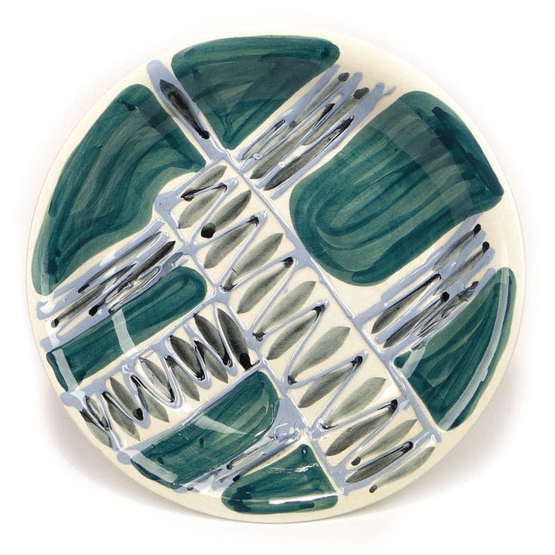 Patera dekoracyjna Kora, zielony, ceramika, proj. E. Piwek-Białoborska, Włocławek, Polska, lata 60.