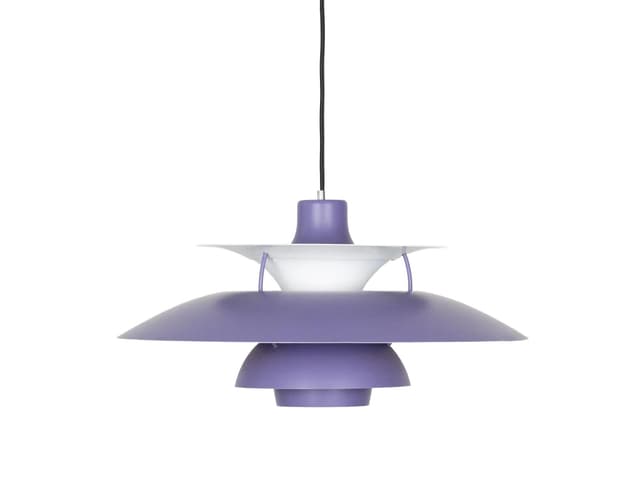Lawendowo-fioletowa aluminiowa lampa wisząca PH 5, proj. P. Henningsen dla Louis Poulsen, Dania, lata 50. - WYMIARY