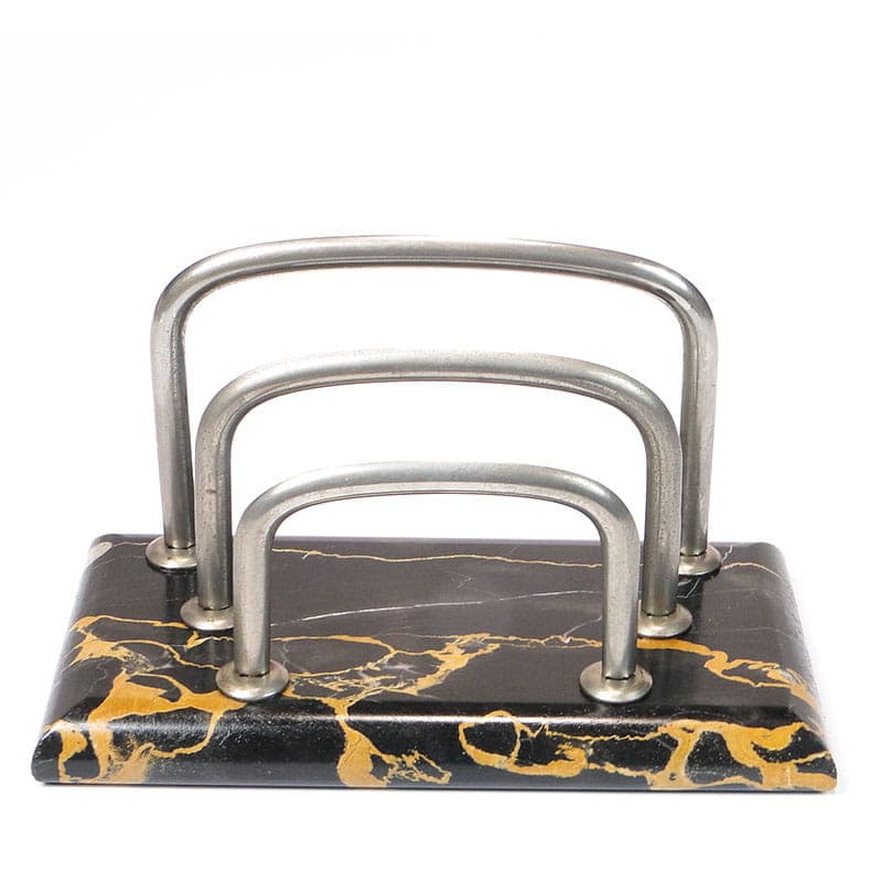 Listownik Art Deco, marmur czarny, mosiądz niklowany, Polska, lata 20. - 193699