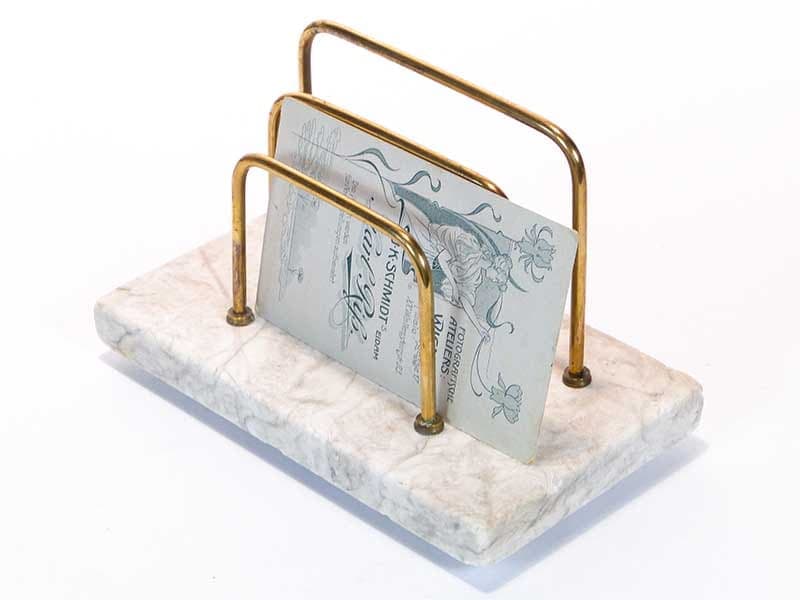 Listownik Art déco, marmur jasny, mosiądz, Polska, lata 20. - 193707