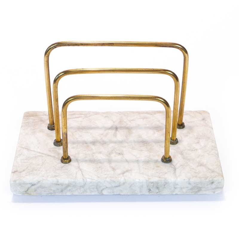 Listownik Art déco, marmur jasny, mosiądz, Polska, lata 20. - 193708