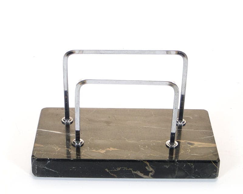 Listownik Art Deco, marmur czarny, metal chromowany, Belgia, lata 20. - 193709
