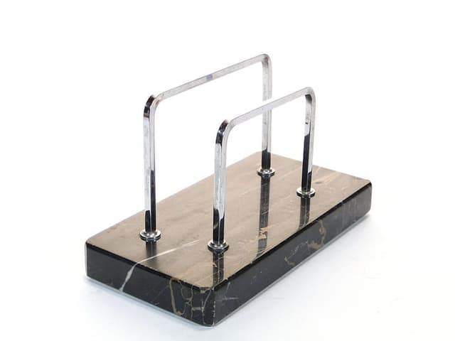 Listownik Art Deco, marmur czarny, metal chromowany, Belgia, lata 20. - WYMIARY