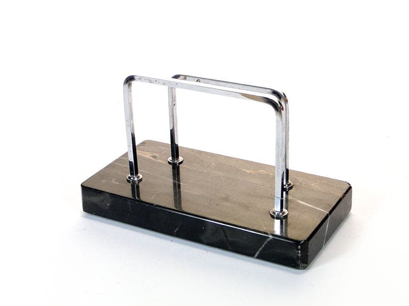 Listownik Art Deco, marmur czarny, metal chromowany, Belgia, lata 20. - 193712