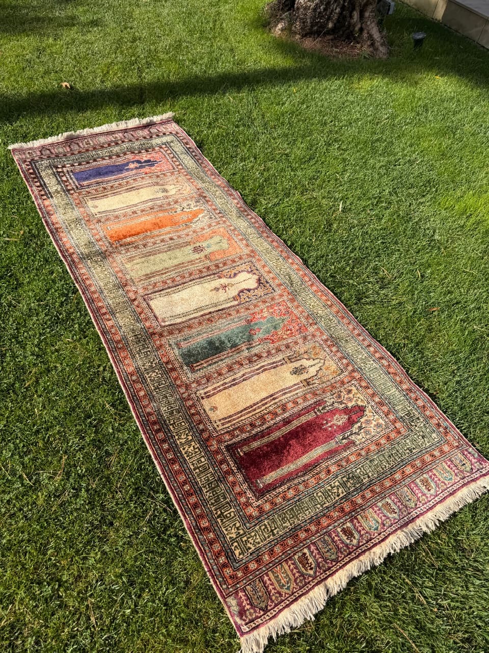 Dywan Kayserie 230x85 cm, jedwab beżowy, Turcja, lata 70. - 193743