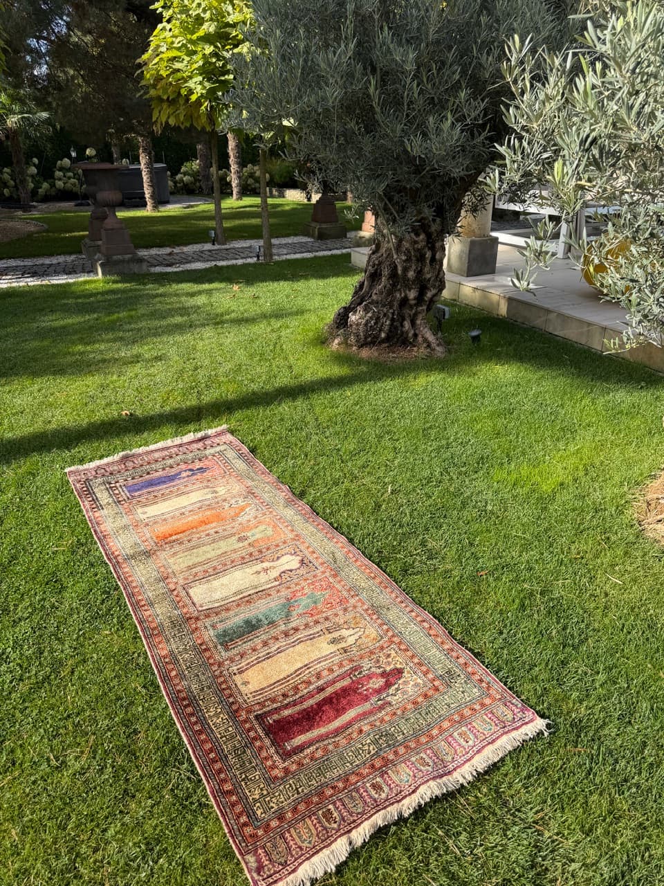 Dywan Kayserie 230x85 cm, jedwab beżowy, Turcja, lata 70. - 193740