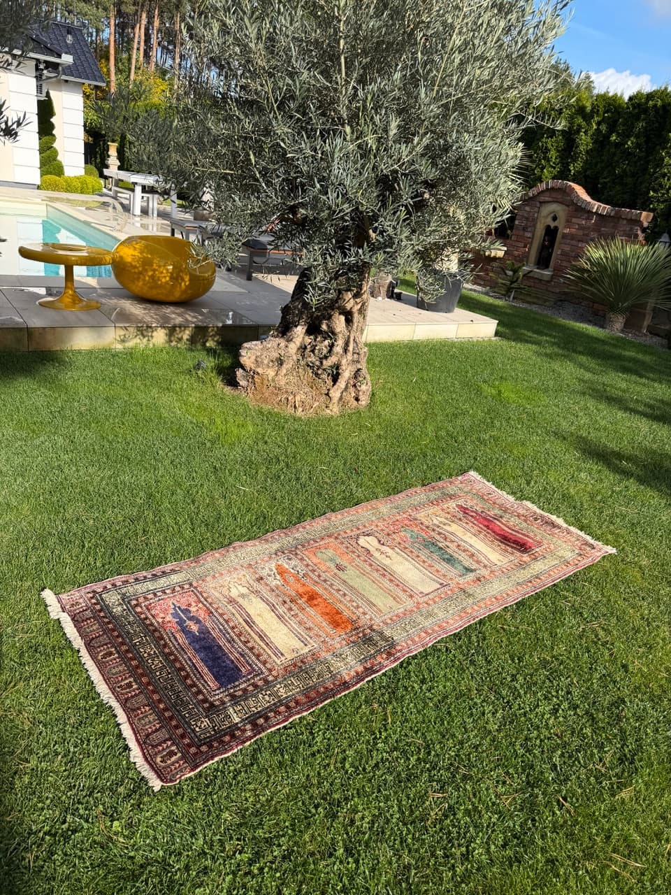 Dywan Kayserie 230x85 cm, jedwab beżowy, Turcja, lata 70. - 193738