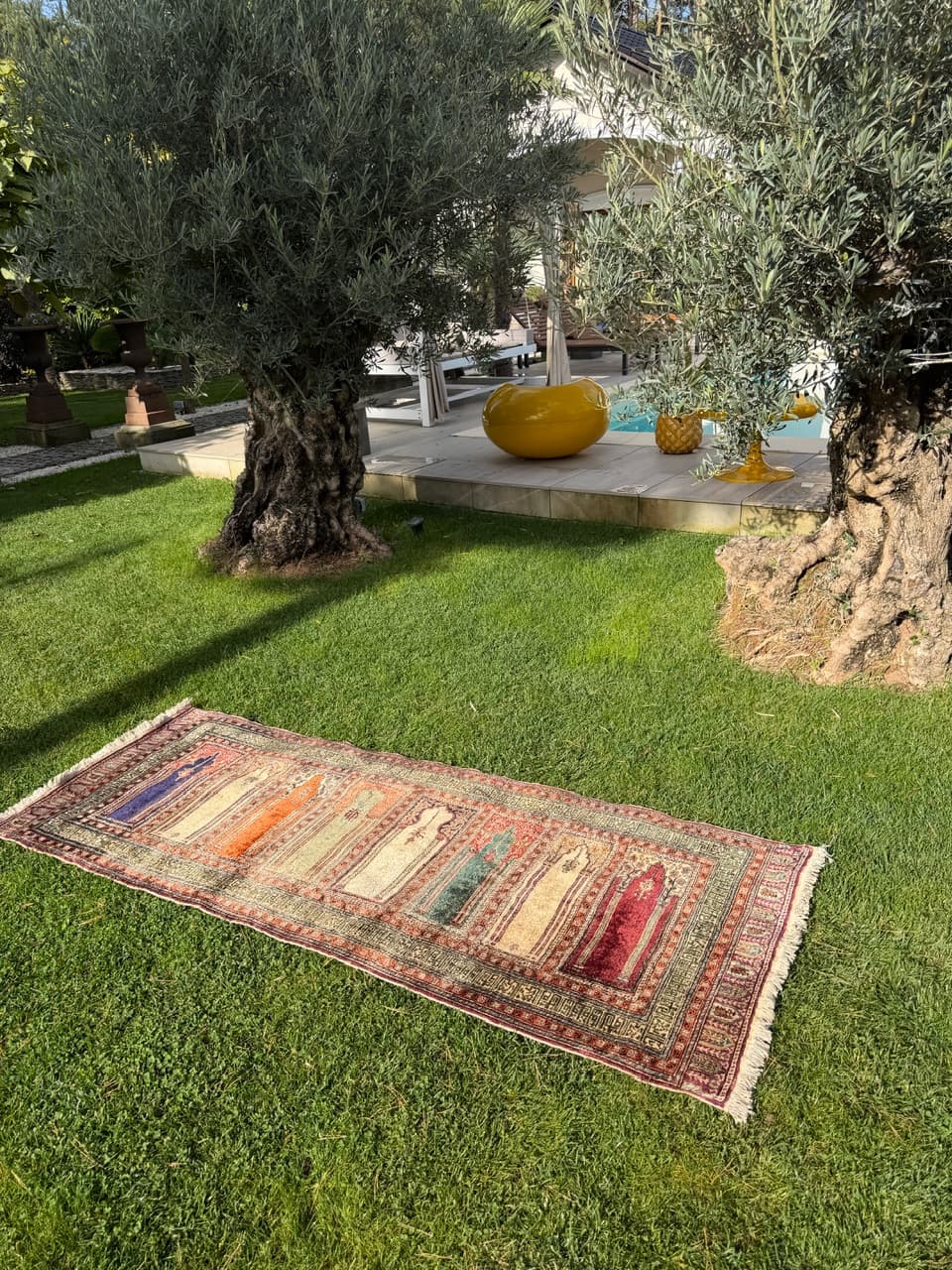 Dywan Kayserie 230x85 cm, jedwab beżowy, Turcja, lata 70. - 193746