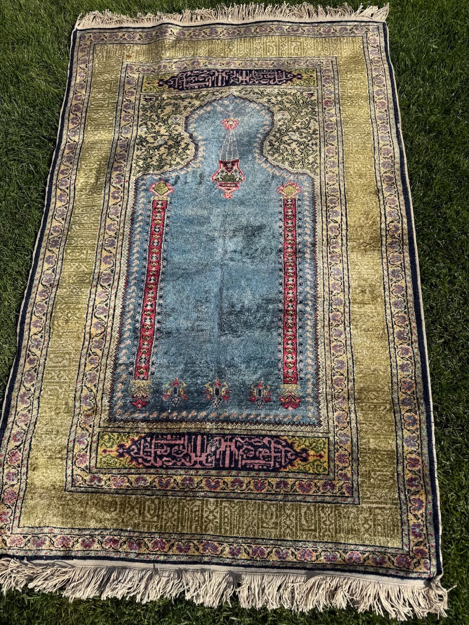 Rug Kayserie 150x87 cm, natural silk, cream cotton, Turkey, 1960s. - 193783