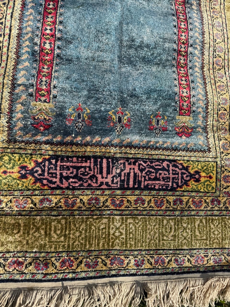 Rug Kayserie 150x87 cm, natural silk, cream cotton, Turkey, 1960s. - 193792