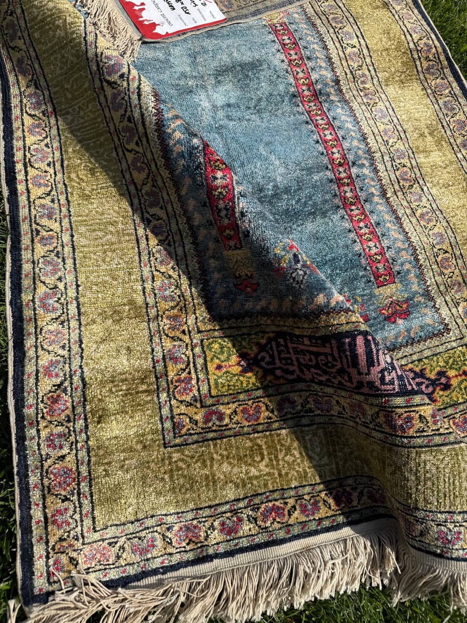 Rug Kayserie 150x87 cm, natural silk, cream cotton, Turkey, 1960s. - 193785