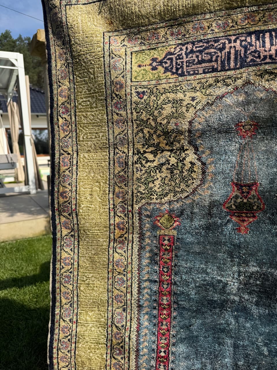 Rug Kayserie 150x87 cm, natural silk, cream cotton, Turkey, 1960s. - 193781