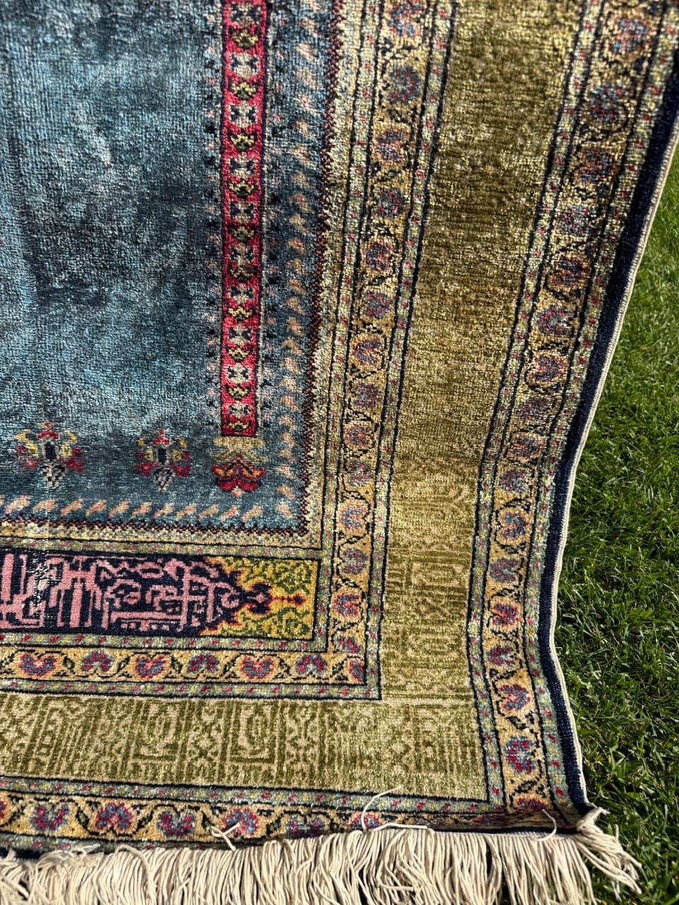 Rug Kayserie 150x87 cm, natural silk, cream cotton, Turkey, 1960s. - 193787