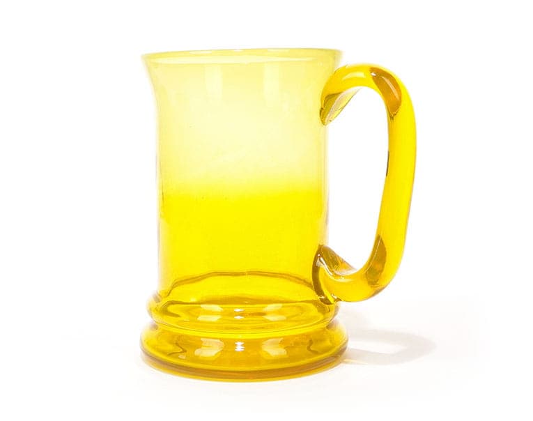 Wazon Kufel, szkło żółte, proj. J. Słuczan-Orkusz, Polska, lata 70.