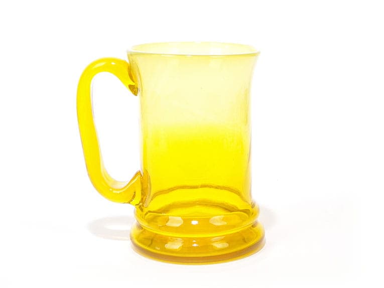 Wazon Kufel, szkło żółte, proj. J. Słuczan-Orkusz, Polska, lata 70. - 193860