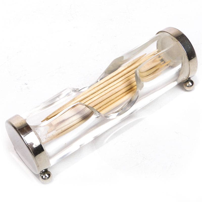 Pojemnik na wykałaczki secesyjny, transparentny, szkło kryształowe, Niemcy, lata 90. XIX w. - 194010