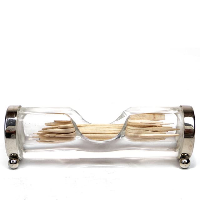 Pojemnik na wykałaczki secesyjny, transparentny, szkło kryształowe, Niemcy, lata 90. XIX w. - WYMIARY