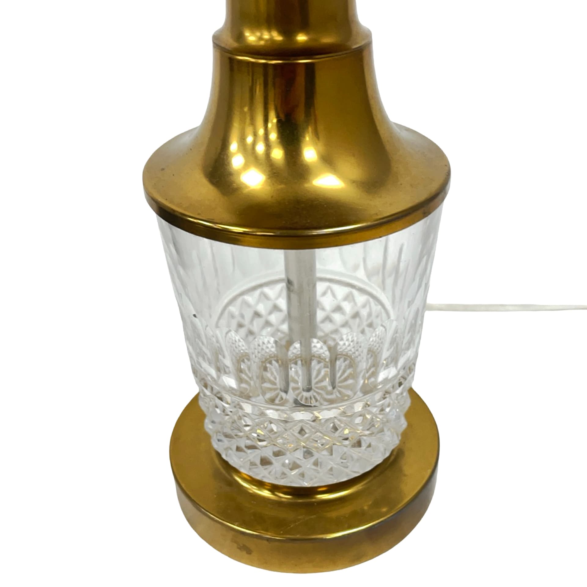 Lampa stołowa, AKA Leuchten, biały szkło, kryształ, mosiądz, Niemcy, lata 70. - 194129